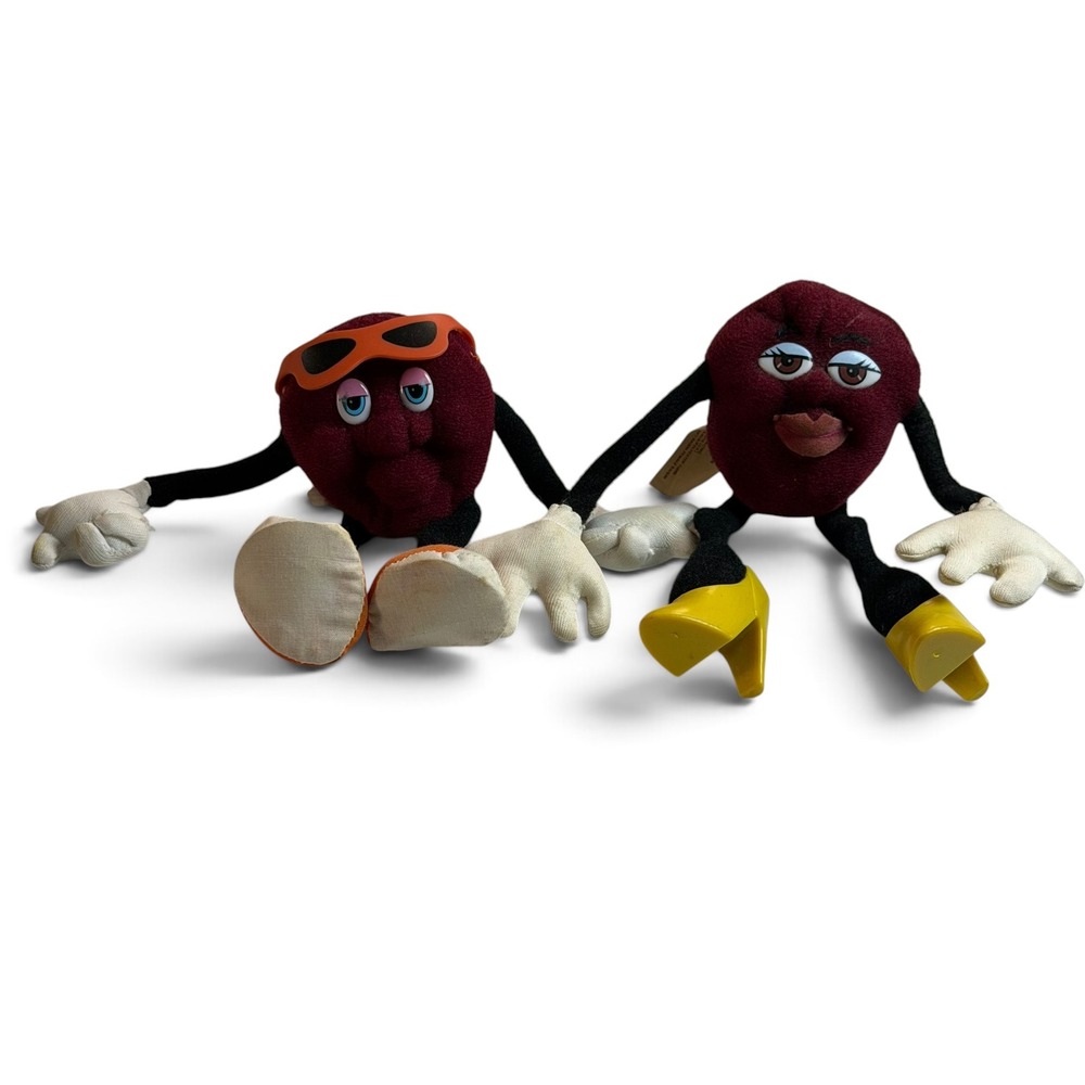 Vintage 1988 California Raisins Plush Set Hardee's Applause Sunglasses Heels